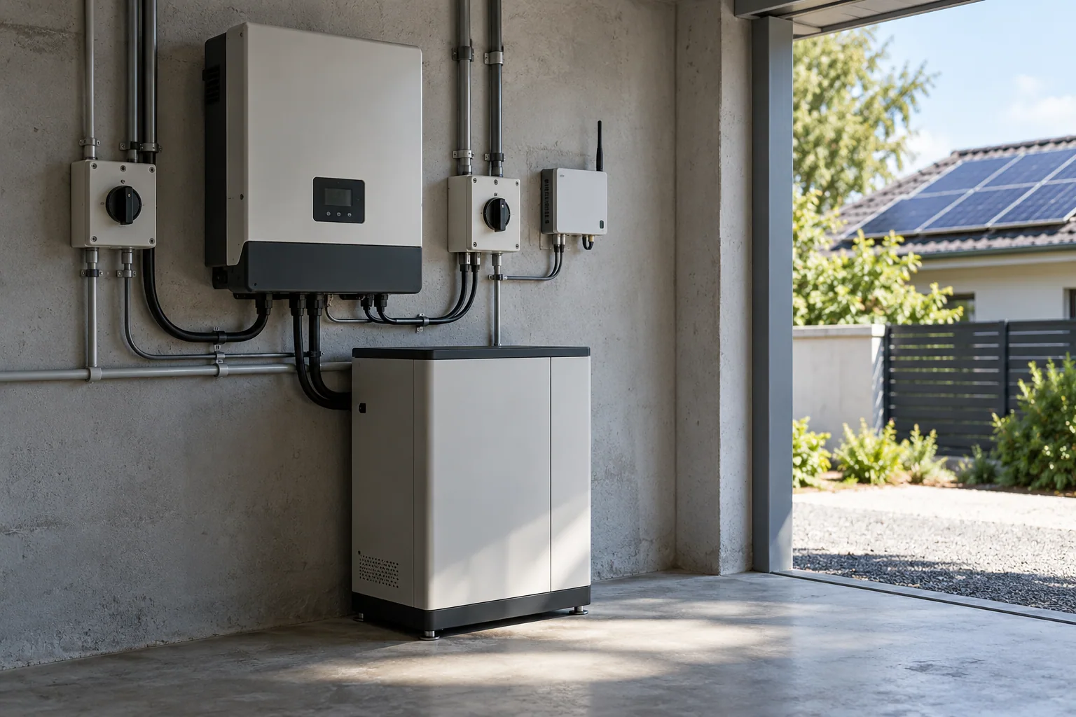 Konsep inverter dan penyimpanan energi dengan pemantauan sistem surya