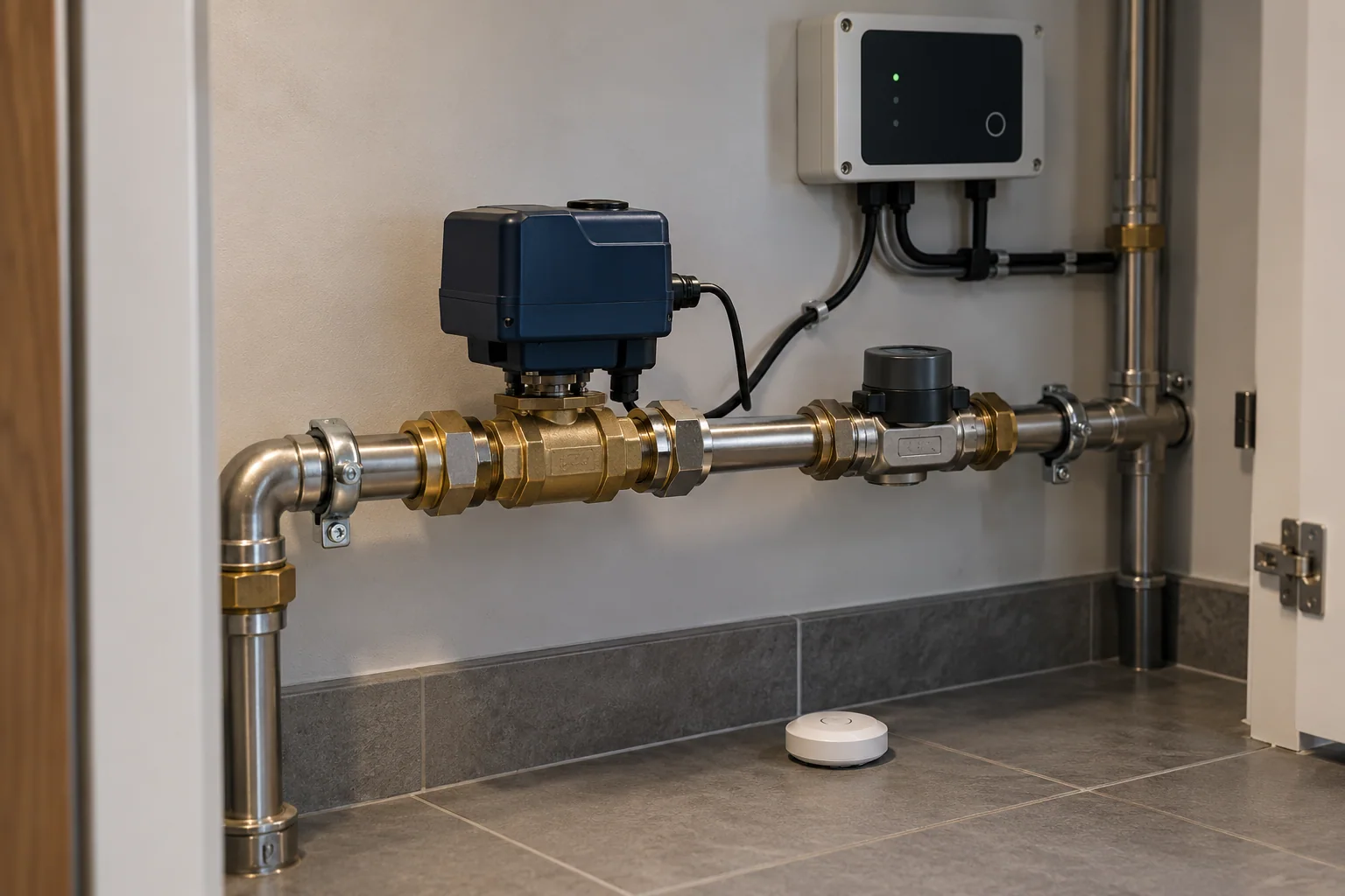 Konsep sensor kebocoran dan katup isolasi pada jalur air